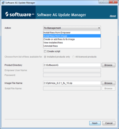 update manager Install from image